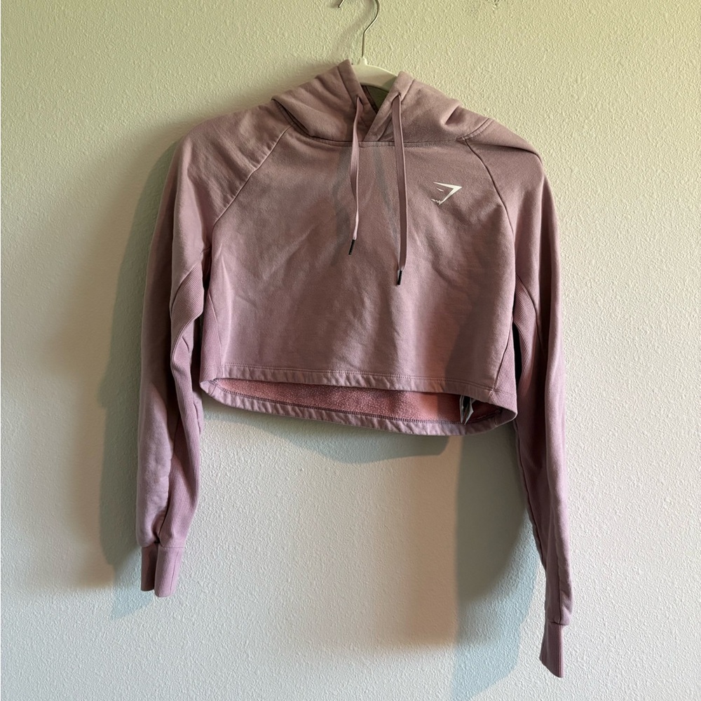 Gymshark Training Cropped Hoodie Sweatshirt Women’s Small Taupe Activewear
